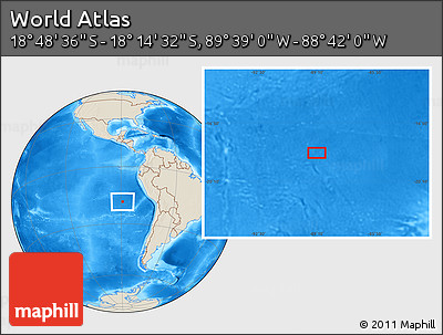 Shaded Relief Location Map of the Area around 18° 31' 34" S, 89° 10' 30" W