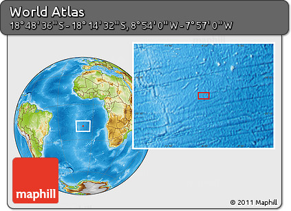 Physical Location Map of the Area around 18° 31' 34" S, 8° 25' 30" W