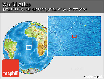 Physical Location Map of the Area around 18° 31' 34" S, 8° 25' 30" W