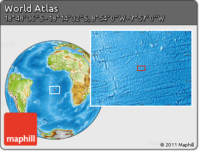 Physical Location Map of the Area around 18° 31' 34" S, 8° 25' 30" W