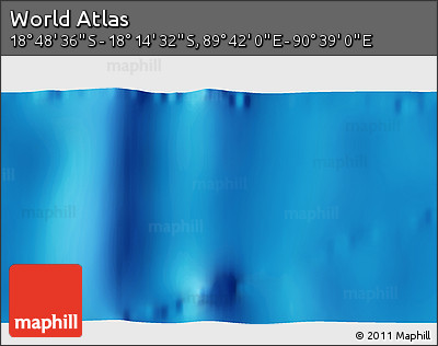 Physical 3D Map of the Area around 18° 31' 34" S, 90° 10' 30" E