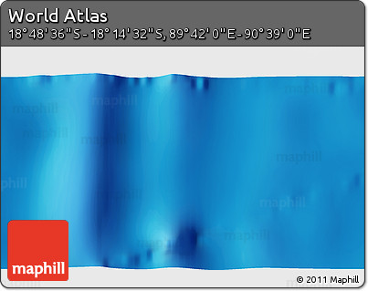 Physical 3D Map of the Area around 18° 31' 34" S, 90° 10' 30" E