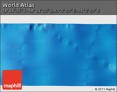 Shaded Relief 3D Map of the Area around 18° 31' 34" S, 93° 34' 29" E