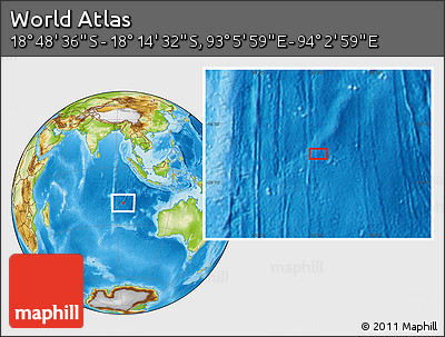 Physical Location Map of the Area around 18° 31' 34" S, 93° 34' 29" E