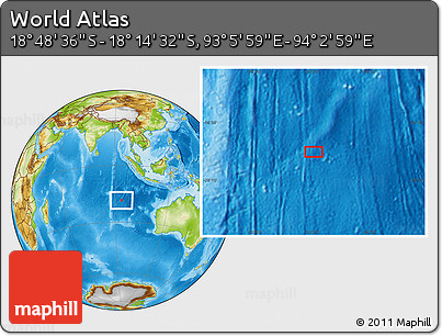 Physical Location Map of the Area around 18° 31' 34" S, 93° 34' 29" E