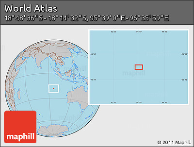 Gray Location Map of the Area around 18° 31' 34" S, 96° 7' 30" E