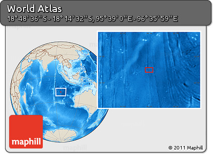 Shaded Relief Location Map of the Area around 18° 31' 34" S, 96° 7' 30" E