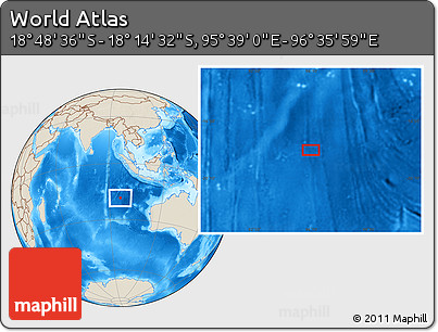 Shaded Relief Location Map of the Area around 18° 31' 34" S, 96° 7' 30" E