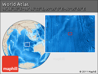Shaded Relief Location Map of the Area around 18° 31' 34" S, 96° 7' 30" E