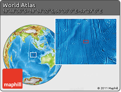Physical Location Map of the Area around 18° 31' 34" S, 96° 58' 29" E