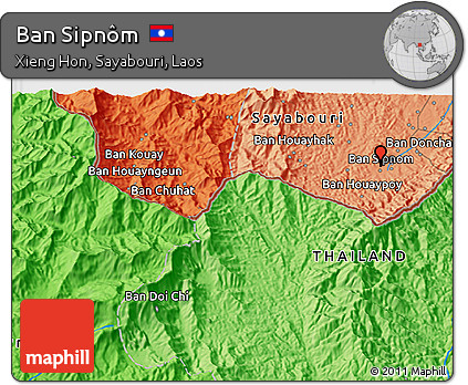 Political 3D Map of Ban Sipnôm