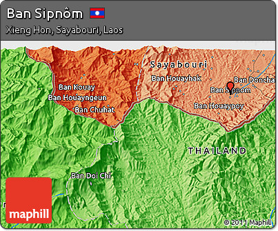 Political 3D Map of Ban Sipnôm
