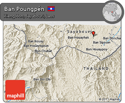 Shaded Relief 3D Map of Ban Poungpén