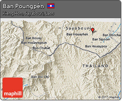 Shaded Relief 3D Map of Ban Poungpén
