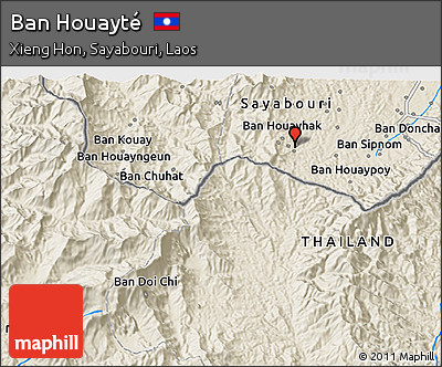 Shaded Relief 3D Map of Ban Houayté