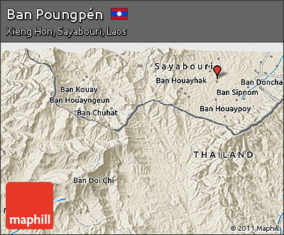 Shaded Relief 3D Map of Ban Poungpén