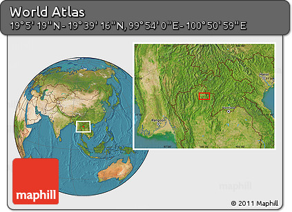 Satellite Location Map of the Area around 19° 22' 18" N, 100° 22' 30" E