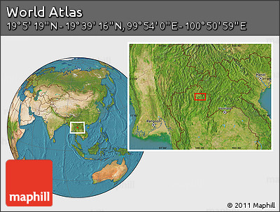 Satellite Location Map of the Area around 19° 22' 18" N, 100° 22' 30" E