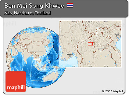 Shaded Relief Location Map of Ban Mai Song Khwae