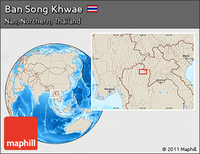 Shaded Relief Location Map of Ban Song Khwae