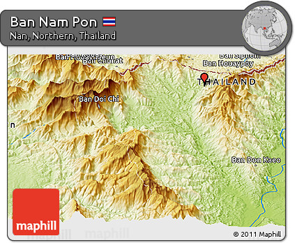 Physical Panoramic Map of Ban Nam Pon