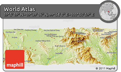 Physical Panoramic Map of the Area around 19° 22' 18" N, 100° 22' 30" E