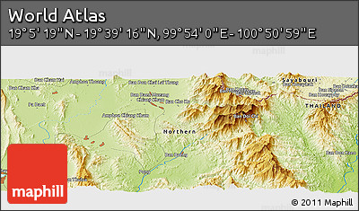 Physical Panoramic Map of the Area around 19° 22' 18" N, 100° 22' 30" E