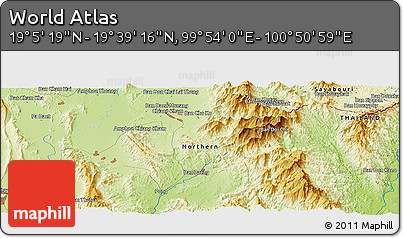 Physical Panoramic Map of the Area around 19° 22' 18" N, 100° 22' 30" E