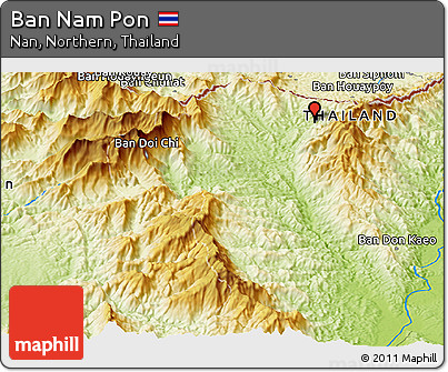 Physical Panoramic Map of Ban Nam Pon