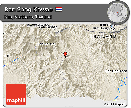 Shaded Relief Panoramic Map of Ban Song Khwae