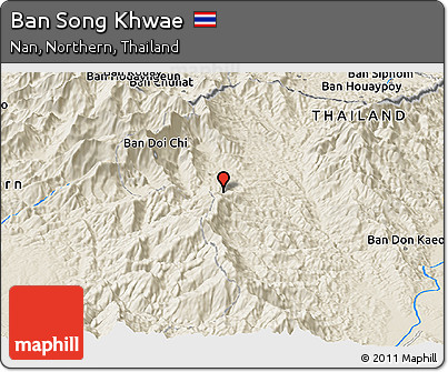 Shaded Relief Panoramic Map of Ban Song Khwae