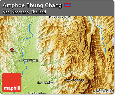 Physical 3D Map of Amphoe Thung Chang