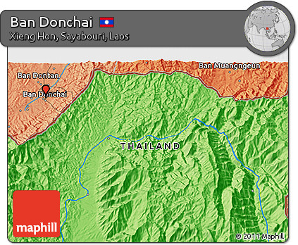 Political 3D Map of Ban Donchai