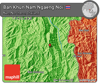 Political 3D Map of Ban Khun Nam Ngaeng Noi