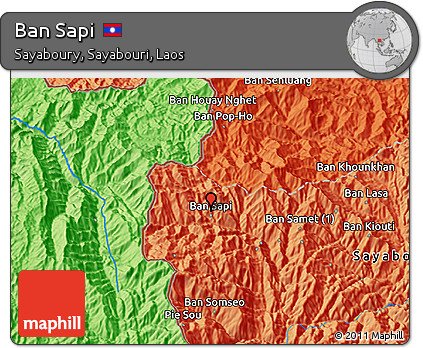 Political 3D Map of Ban Sapi