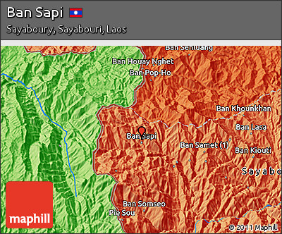 Political 3D Map of Ban Sapi
