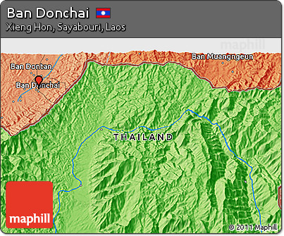 Political 3D Map of Ban Donchai