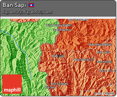 Political 3D Map of Ban Sapi