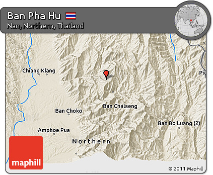 Shaded Relief 3D Map of Ban Pha Hu