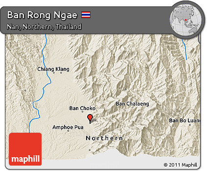 Shaded Relief 3D Map of Ban Rong Ngae
