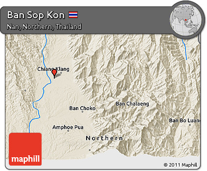 Shaded Relief 3D Map of Ban Sop Kon