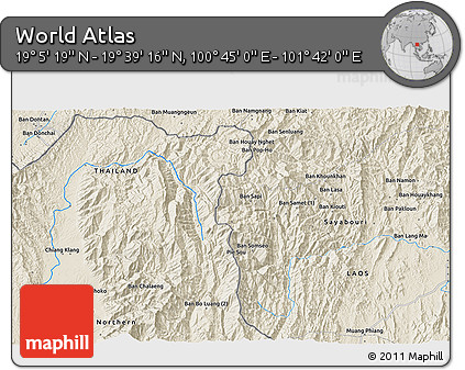 Shaded Relief 3D Map of the Area around 19° 22' 18" N, 101° 13' 29" E