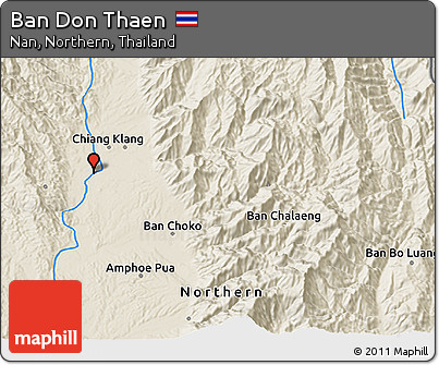 Shaded Relief 3D Map of Ban Don Thaen