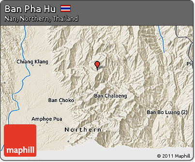 Shaded Relief 3D Map of Ban Pha Hu