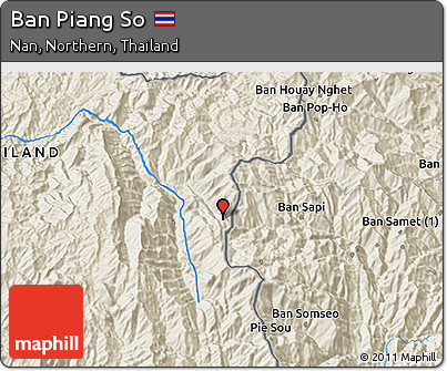 Shaded Relief 3D Map of Ban Piang So