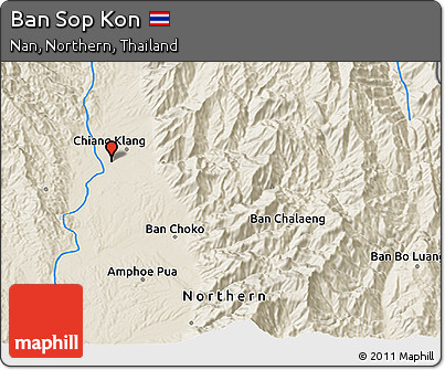 Shaded Relief 3D Map of Ban Sop Kon