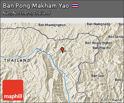Shaded Relief 3D Map of Ban Pong Makham Yao