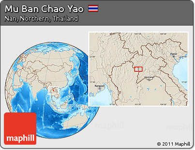 Shaded Relief Location Map of Mu Ban Chao Yao