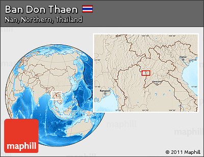 Shaded Relief Location Map of Ban Don Thaen