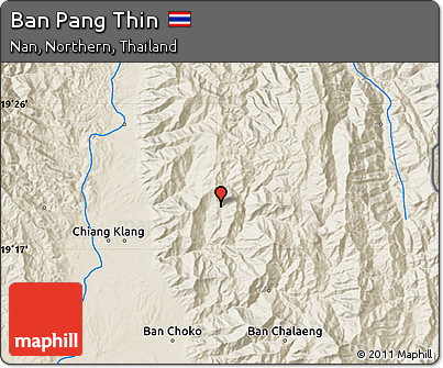 Shaded Relief Map of Ban Pang Thin
